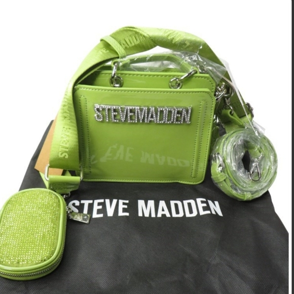 Steve Madden Handbags - Steve Madden Green Mini Bag With Rhinestone Logo Bag